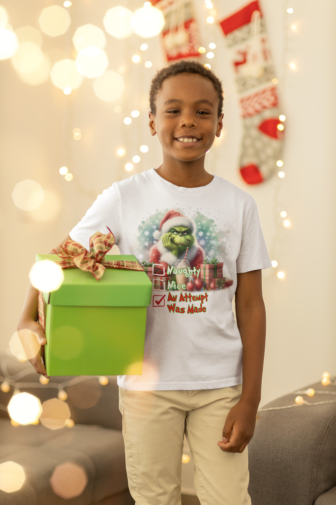 Grinch Naughty Nice An Attempt Christmas Shirt Kids
