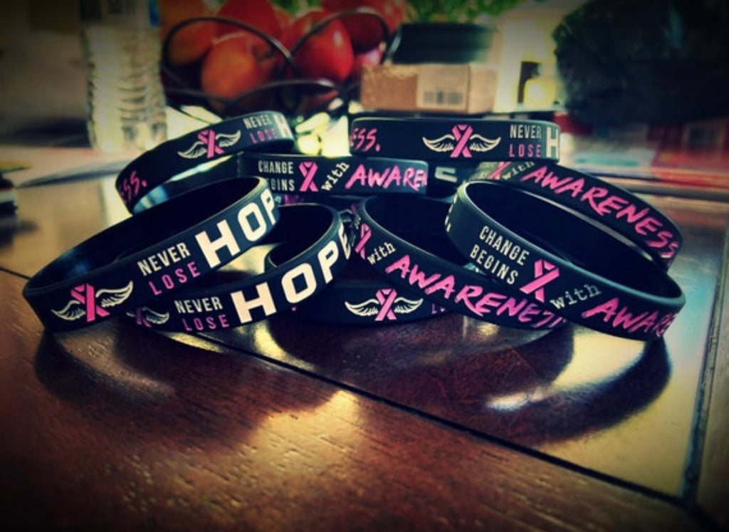 Breast Cancer Awareness Pink Silicone Bracelets Never Lose