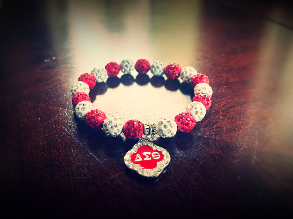 Delta Sigma Theta Charm Beaded Bracelet 10mm 550strong