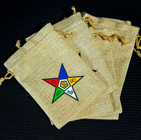 Order of Eastern Star (OES) Gift Bags | OES Burlap Bag  - Pentagon Point Up