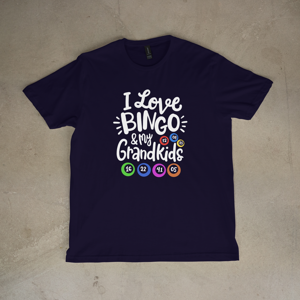 I Love Bingo and My Grandkids t-shirt with colorful bingo balls, 550strong Family Bingo Shirts