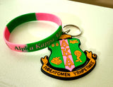 Alpha Kappa Alpha (AKA) Shield Key Chain and Bracelet Bundle v1