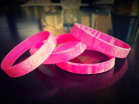 Breast Cancer Awareness Pink Ribbon Silicone Bracelets Strength