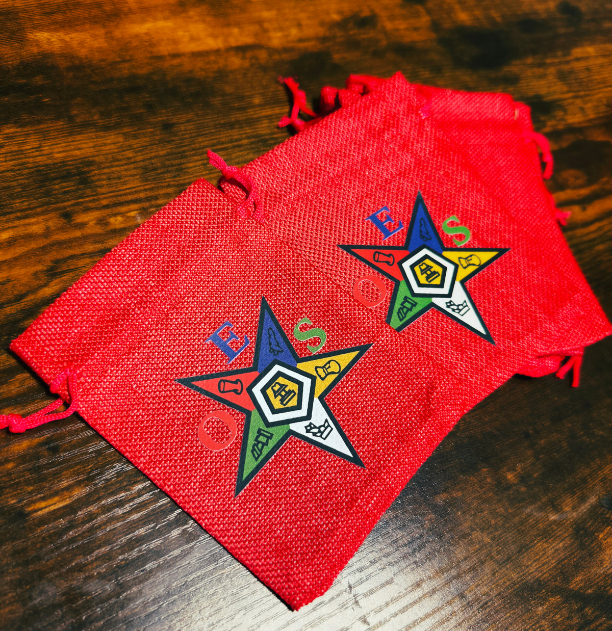 Order of Eastern Star (OES) Gift Bags | OES Burlap Bag - Red