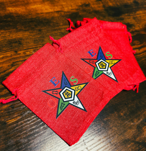 Order of Eastern Star (OES) Gift Bags | OES Burlap Bag - Red