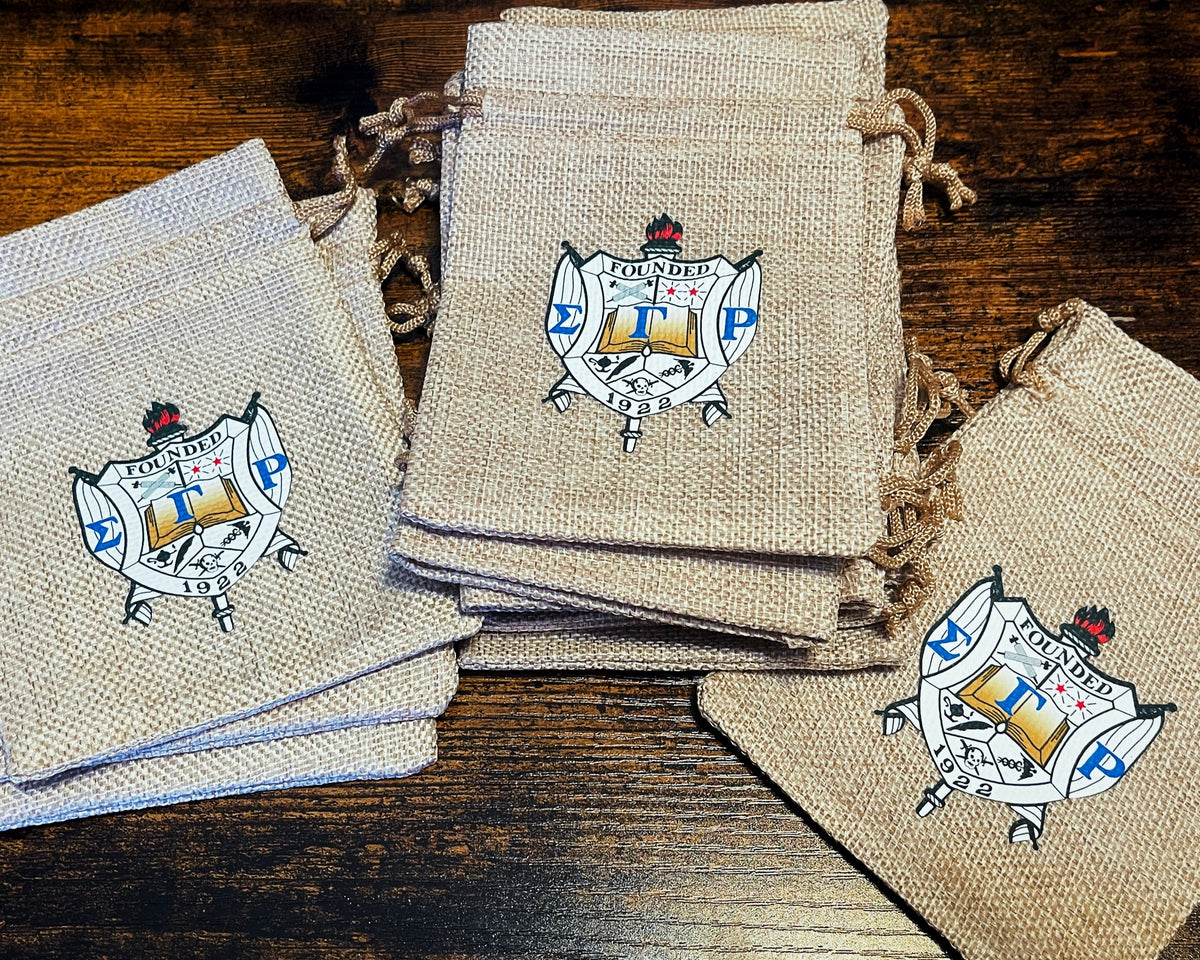 Sigma Gamma Rho Burlap Gift Bags | Sorority Favor Pouches
