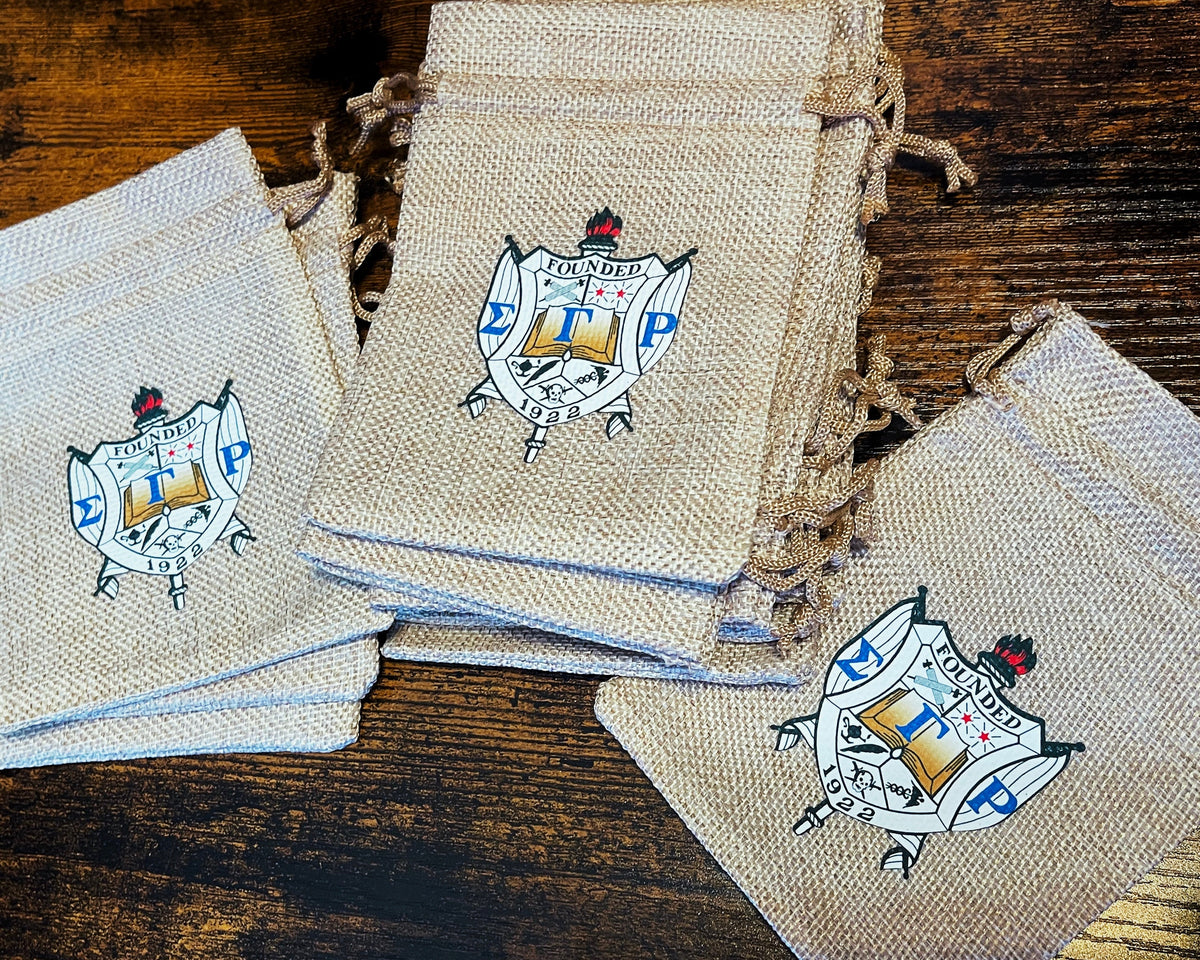 Sigma Gamma Rho Burlap Gift Bags | Sorority Favor Pouches