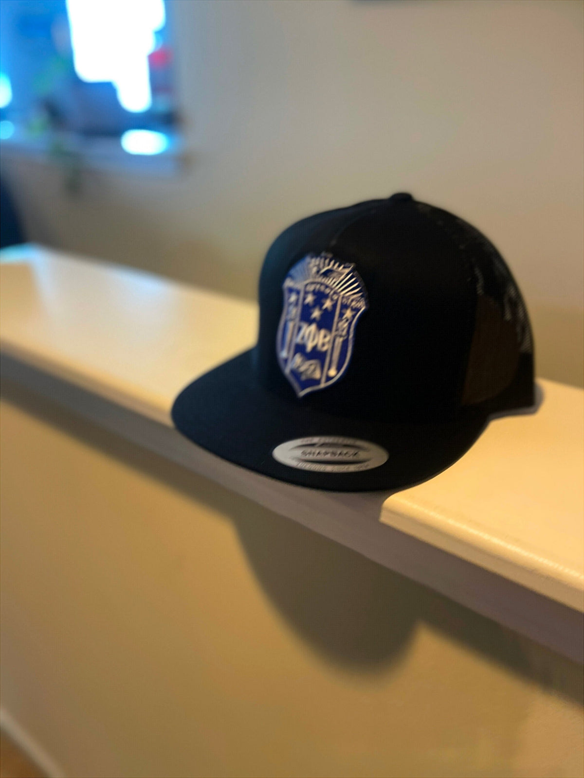 Zeta Phi Beta Trucker Cap | ZPhiB 1920 Crest Snapback Hat | Blue and Black Sorority Gift
