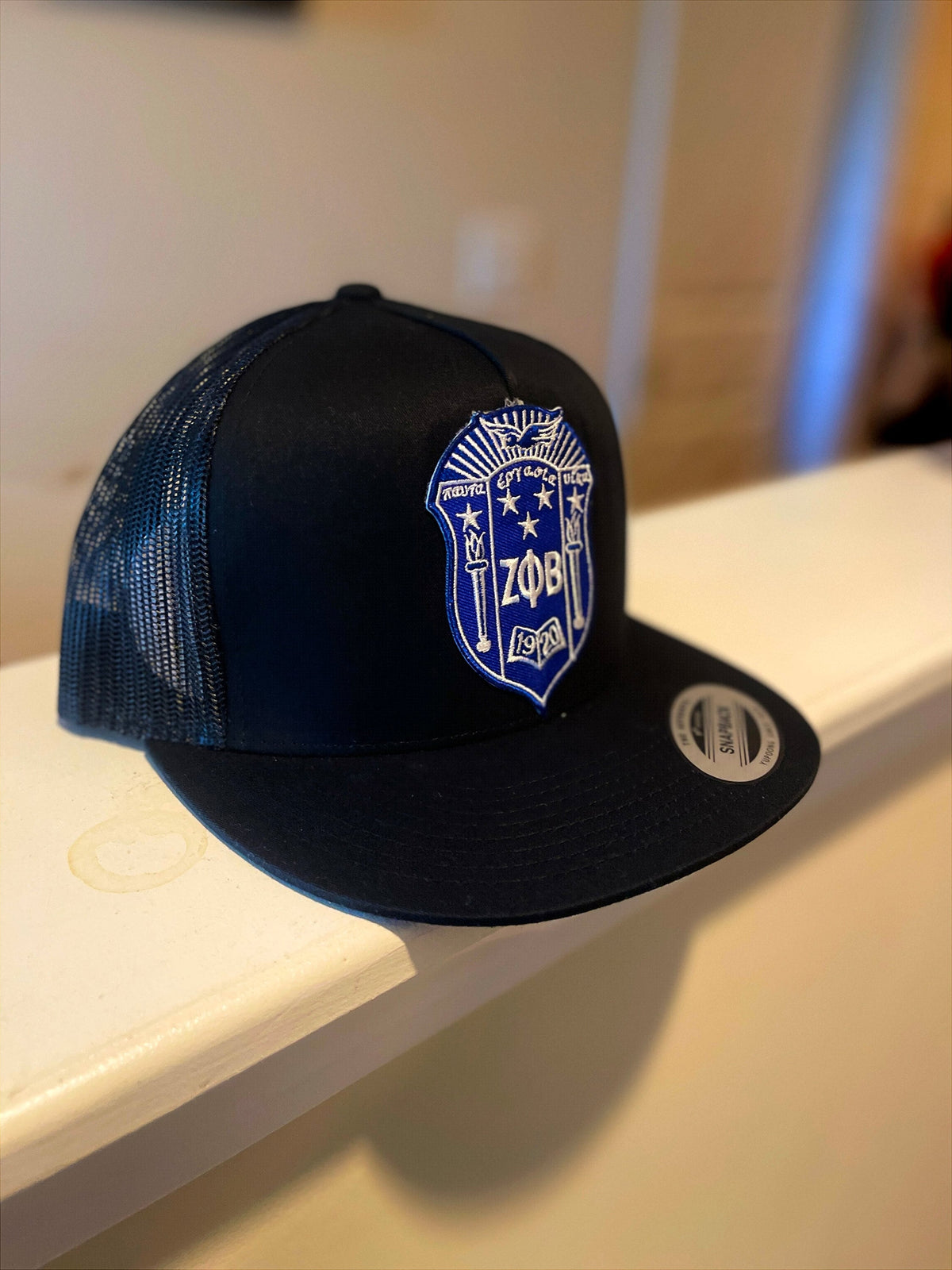 Zeta Phi Beta Trucker Cap | ZPhiB 1920 Crest Snapback Hat | Blue and Black Sorority Gift