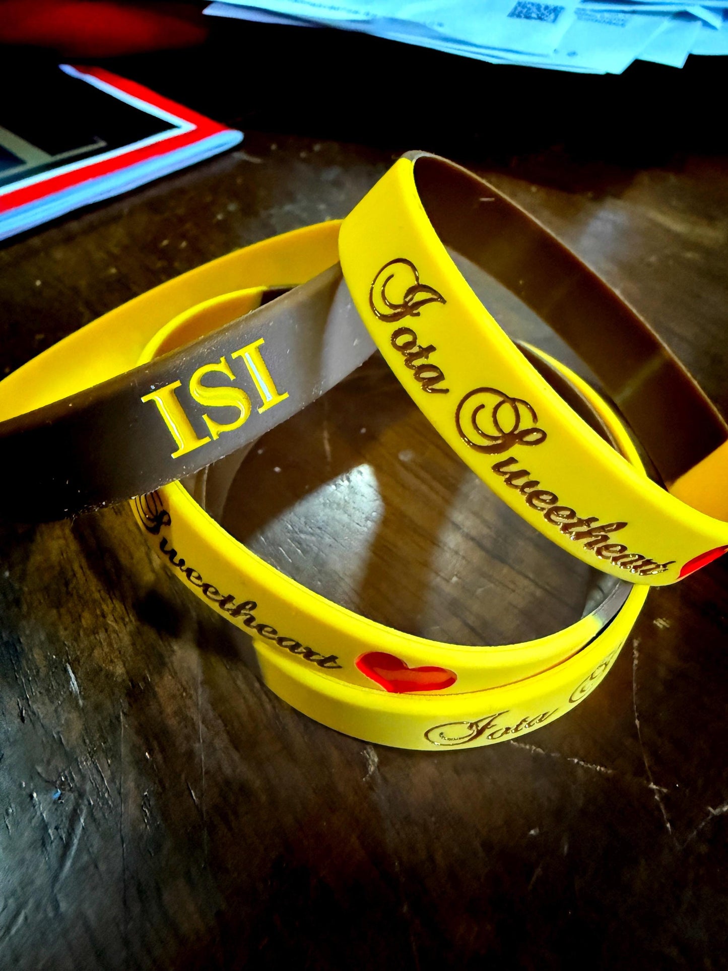 IOTA Sweethearts Silicone Wristband | Gold & Brown Iota Phi Theta Inspired Bracelet | Greek Paraphernalia Gift