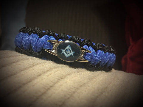 Paracord - Masonic Bracelet (Black and Blue) - 550strong