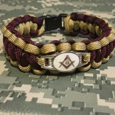 Paracord - Masonic Bracelet (Brown and Gold) - 550strong