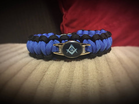 Masonic Blue and Black Paracord Bracelet - 550strong