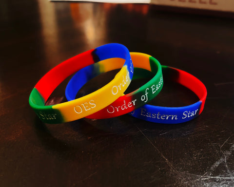 OES Bracelet / Order of the Eastern Star Bracelet / OES Rubber / Soft PVC Bracelet - Colorful - 550strong