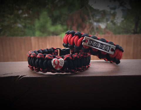 Paracord - Sickle Cell Awareness Heart/Hope Bracelet - 550strong