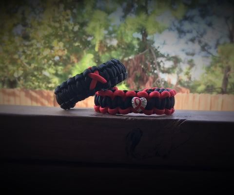 Paracord - Sickle Cell Awareness Ribbon/Heart Bracelet - 550strong