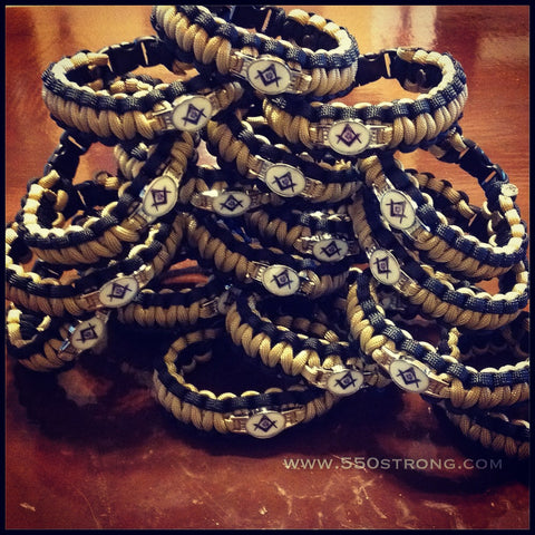 Paracord - Masonic Bracelet (Black and Gold) - 550strong